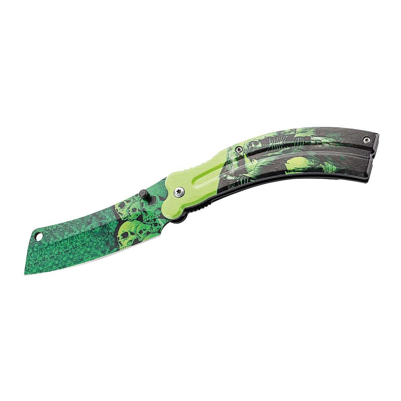 Einhandmesser Totenkopf grün